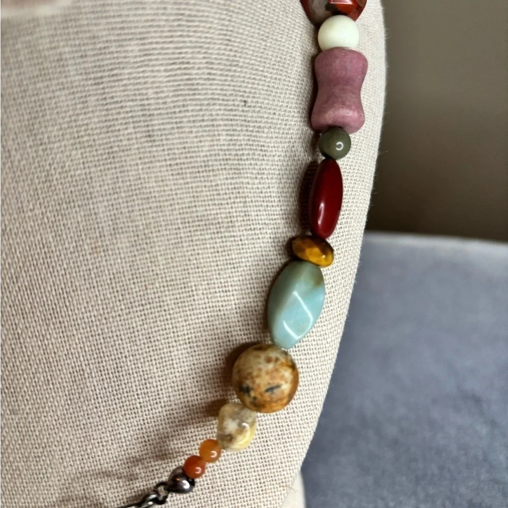 Rare Jay King DTR Desert Rose Trading Multi-Gemstone Necklace Signed Sterling